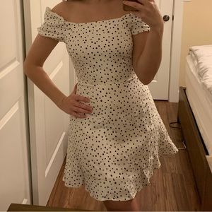 Linen blend polka dot dress